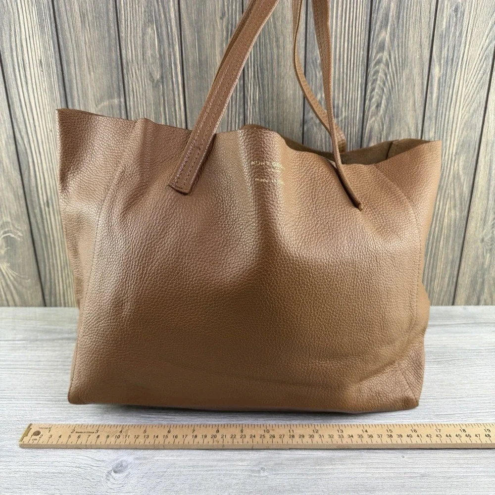 Kurt Geiger London Made in Italy 100% Leather Brown Large Tote Bag Shopper